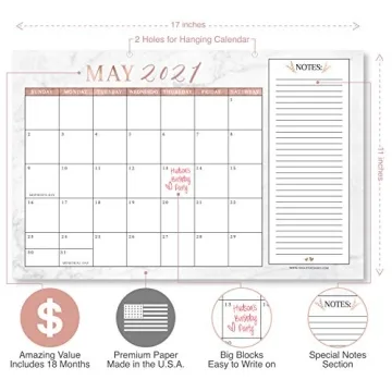 Rose Gold Marble Desk Calendar - 18 Month Planner
