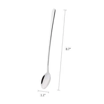 FOXAS 9-inch Long Handle Spoons, 22cm Sundae Spoons, 18/8 Stainless Steel Soda Spoons, Iced Teaspoons Cocktail Stirring Mixing Spoon for Hot Cold Drink Milkshake Latte, Bon Appétit Serie
