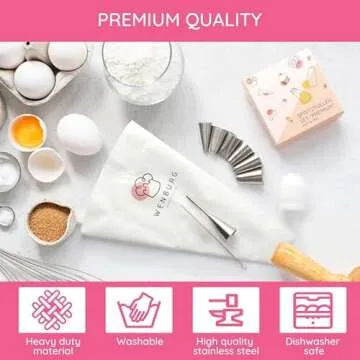 Wenburg Reusable Icing Piping Bags & Tips Set for Cakes