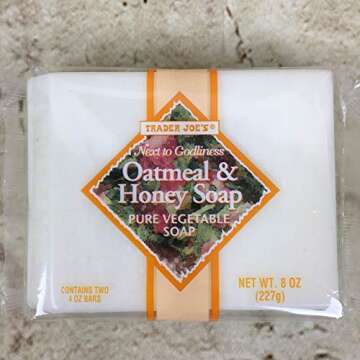 Trader Joe's - Oatmeal & Honey Soap Pure Vegetable Soap NET WT. 8 OZ - 2 - PACK (One Pack Contains 2 Bars. 4 Bars Total)