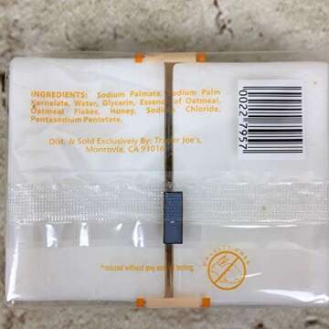 Trader Joe's - Oatmeal & Honey Soap Pure Vegetable Soap NET WT. 8 OZ - 2 - PACK (One Pack Contains 2 Bars. 4 Bars Total)
