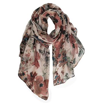 GERINLY Lightweight Floral Print Scarves for Women - Fall Shawl Wrap