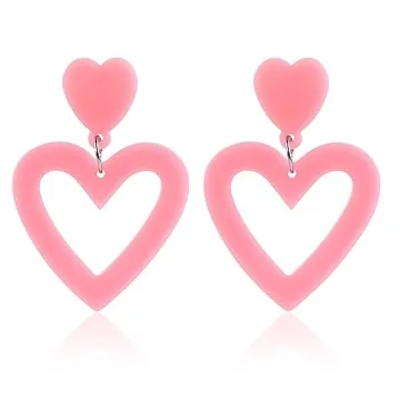 Acrylic Double Heart Earrings for Women Stylish Jewelry Gifts