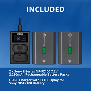 Sony NP-FZ100 Battery Dual Charger Bundle for Alpha Cameras