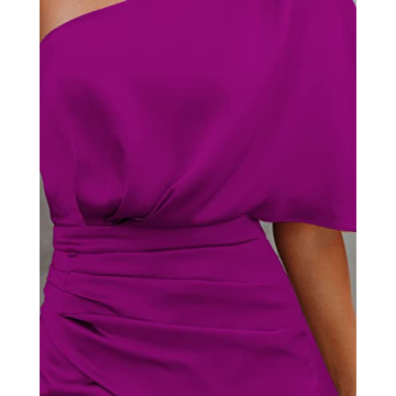 Heltapy Women's One Shoulder Satin Dress - Elegant Party Wear