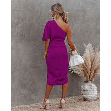 Heltapy Women's One Shoulder Satin Dress - Elegant Party Wear