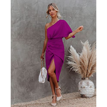 Heltapy Women's One Shoulder Satin Dress - Elegant Party Wear