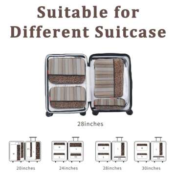 U+U 4 Set Compression Packing Cubes - Ultralight Travel Organizers with Laundry Bag, Space-Saving Suitcase Organizer, Expandable Packing Cubes for Travel, Business Trip and Family Vacation (Leopard)