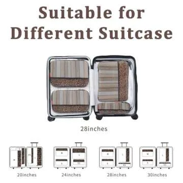 U+U 4 Set Compression Packing Cubes - Ultralight Travel Organizers with Laundry Bag, Space-Saving Suitcase Organizer, Expandable Packing Cubes for Travel, Business Trip and Family Vacation (Leopard)