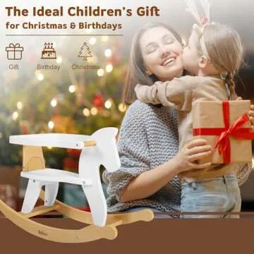 Belleur Wooden Rocking Horse for Toddler 1-3 Year Old, Baby Wood Ride-on Toys with Removable Fence for Indoor & Outdoor Activities, Boys & Girls Rocking Animal for Birthday Pink