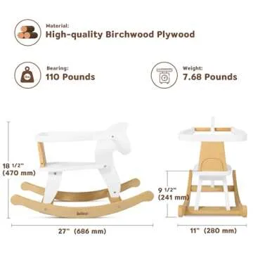 Belleur Wooden Rocking Horse for Toddler 1-3 Year Old, Baby Wood Ride-on Toys with Removable Fence for Indoor & Outdoor Activities, Boys & Girls Rocking Animal for Birthday Pink