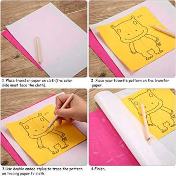 Outus White Carbon Transfer Paper 11.7 x 8.3 Inch Tracing Carbon Graphite Copy Paper with Embossing Stylus Tracing Stylus Dotting Tools for Cloth Fabric Wood (105 Pieces)