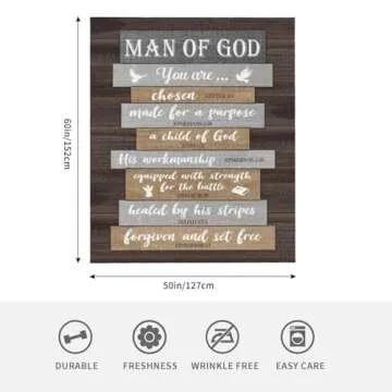 Christian Gifts for Men - Inspirational 60x50 Blanket