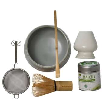Matcha Kari Dr. Weil Complete Tea Set - White - Japanese Ceremonial Organic Matcha with Whisk and Ho...