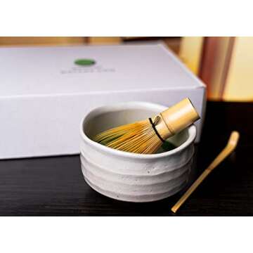 Matcha Kari Dr. Weil Complete Tea Set - White - Japanese Ceremonial Organic Matcha with Whisk and Holder, Ceramic Bowl, Sifter, and Scoop