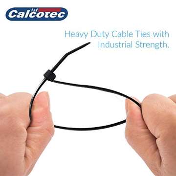 100 Pack of Black Cable Ties - 12” x 0.2" - Premium Nylon Zip Ties - Heavy Duty UV and Heat Resistant Tie Wraps
