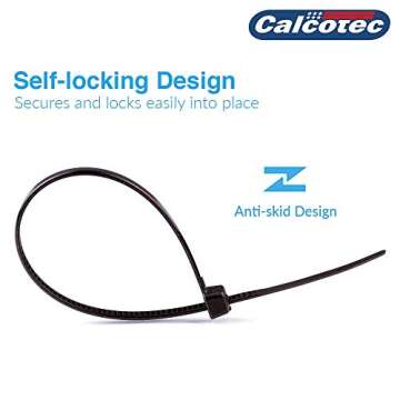 100 Pack of Black Cable Ties - 12” x 0.2" - Premium Nylon Zip Ties - Heavy Duty UV and Heat Resistant Tie Wraps