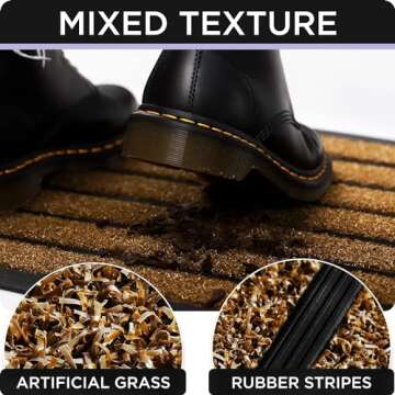 ubdyo Extra Durable Door Mat - Dirt Trapping Outdoor Welcome Mats - Non-Slip Outdoor Indoor Entrance - Low Profile Front Doormat (30" x 17", Bright Brown)
