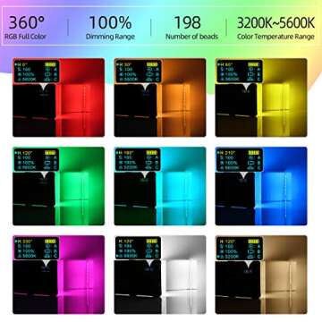 RGB Camera/Camcorder Video Light: 360° Full Color & 9 Modes