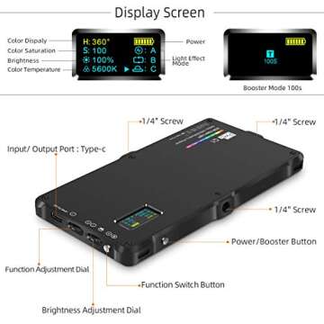 RGB Camera Video Light with 360° Color and Brightness