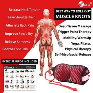 sFera Yoga Massage Balls, Trigger Point, Deep Tissue and Myofascial Therapy. 2 (2.5 inch) Firm Balls w/mesh Bag, (RLZ2 MED - Red)