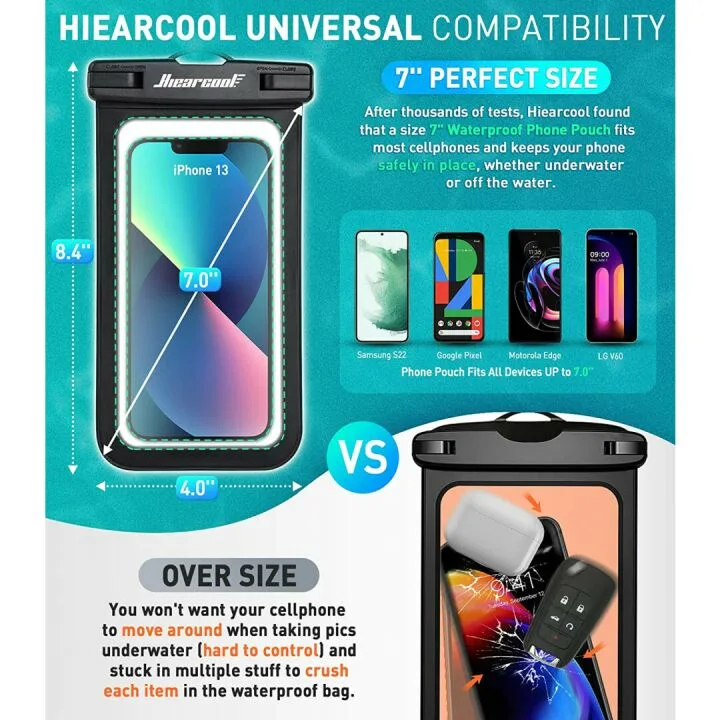 Hiearcool Universal Waterproof Phone Case - 2 Pack