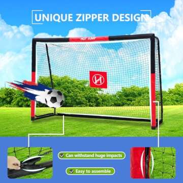 Soccer Goal for Backyard,8x5ft Metal Soccer, Soccer Goal for Kids 8-12, Soccer net with Zipper Desig...