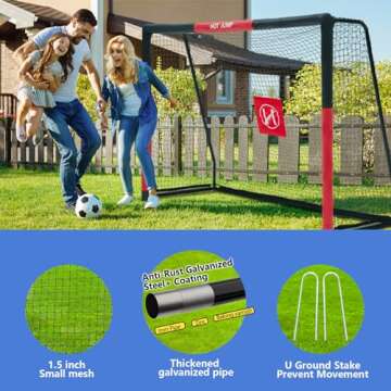 Soccer Goal for Backyard,8x5ft Metal Soccer, Soccer Goal for Kids 8-12, Soccer net with Zipper Design, Easy Assemble, Weatherproof Foam Padded Goal Post