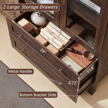 Stylish IFBUY 71" Arched Bookshelf with Storage Drawers