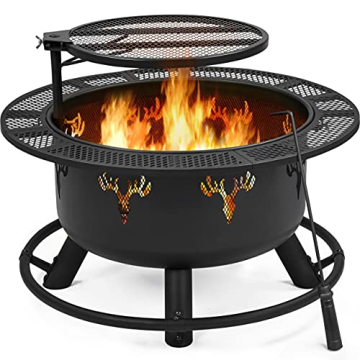 Yaheetech 32in Fire Pit Outdoor Wood Burning Firepits Outdoor Fireplace with 18.5 Inch Swivel Cookin...