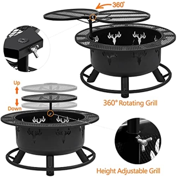 Yaheetech 32in Fire Pit for Outdoor Camping & BBQ Fun