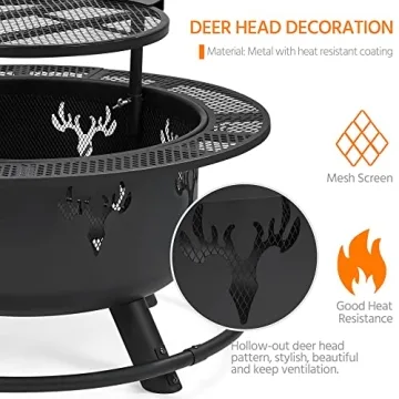 Yaheetech 32in Fire Pit for Outdoor Camping & BBQ Fun