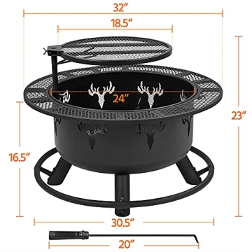 Yaheetech 32in Fire Pit for Outdoor Camping & BBQ Fun