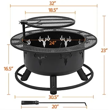 Yaheetech 32in Fire Pit for Outdoor Camping & BBQ Fun