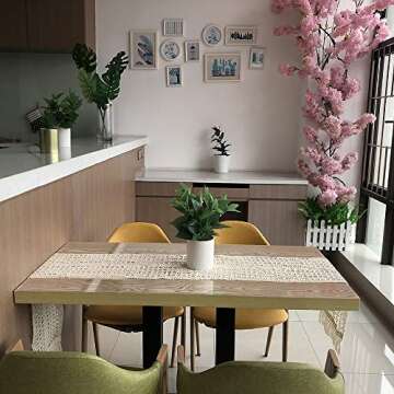 Fowecelt Macrame Table Runner 12 x 84 Inch for Farmhouse Dining Coffee Table Decor Boho Rustic Wedding Bridal Shower Party, Natural Cotton Crochet Lace Bohemian Kitchen Table Runners with Tassels