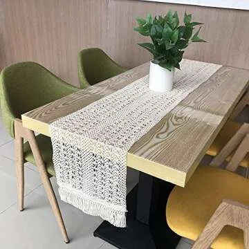 Fowecelt Macrame Table Runner for Farmhouse Decor