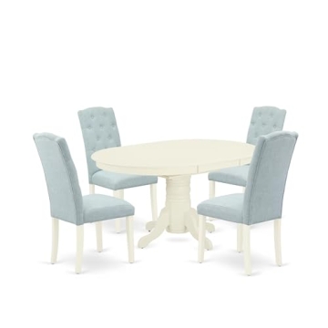 East West Furniture 5 Piece Dining Table Set with Butterfly Leaf