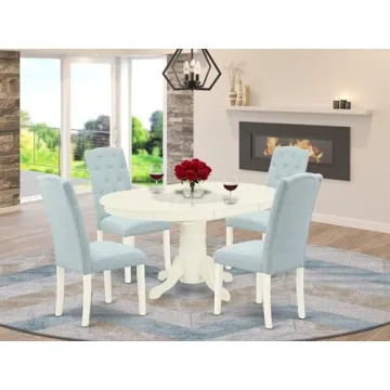 East West 5 Piece Dining Set with Butterfly Leaf