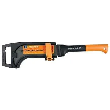 Fiskars 9" Brush Axe with Safety Sheath - Fixed Handle -Curved Blade Branch Chopping Axe - Yard and Garden Tools - Black/Orange