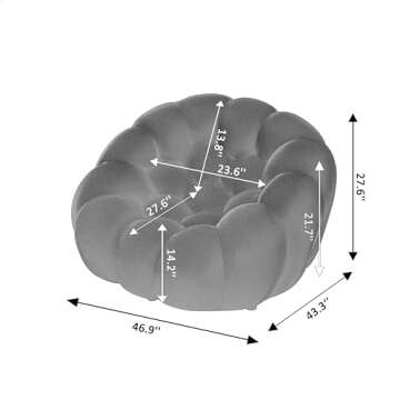 RAVADOEN 46.9 "Lazy Floor Sofa, Modern Mesh Fabric Curved Couch, Single 3D Honeycomb Shape Bubble So...