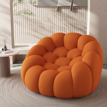 RAVADOEN 46.9 "Lazy Floor Sofa, Modern Mesh Fabric Curved Couch, Single 3D Honeycomb Shape Bubble Sofas Floor Couch for Living Room, Apartment, Reading Room