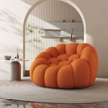 RAVADOEN 46.9 "Lazy Floor Sofa, Modern Mesh Fabric Curved Couch, Single 3D Honeycomb Shape Bubble Sofas Floor Couch for Living Room, Apartment, Reading Room