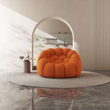 RAVADOEN 46.9 "Lazy Floor Sofa, Modern Mesh Fabric Curved Couch, Single 3D Honeycomb Shape Bubble Sofas Floor Couch for Living Room, Apartment, Reading Room