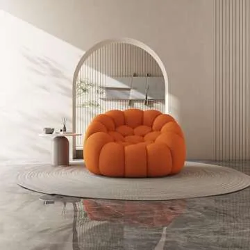 RAVADOEN 46.9 "Lazy Floor Sofa, Modern Mesh Fabric Curved Couch, Single 3D Honeycomb Shape Bubble Sofas Floor Couch for Living Room, Apartment, Reading Room