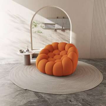 RAVADOEN 46.9 "Lazy Floor Sofa, Modern Mesh Fabric Curved Couch, Single 3D Honeycomb Shape Bubble Sofas Floor Couch for Living Room, Apartment, Reading Room