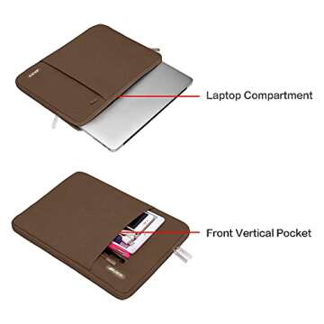MOSISO Laptop Sleeve Bag Compatible with MacBook Air/Pro, 13-13.3 inch Notebook, Compatible with MacBook Pro 14 inch M4 M3 M2 M1 Chip Pro Max, Polyester Vertical Case with Pocket, Light Brown