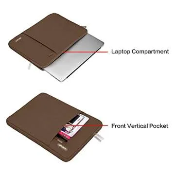 MOSISO Laptop Sleeve Bag Compatible with MacBook Air/Pro, 13-13.3 inch Notebook, Compatible with MacBook Pro 14 inch M4 M3 M2 M1 Chip Pro Max, Polyester Vertical Case with Pocket, Light Brown