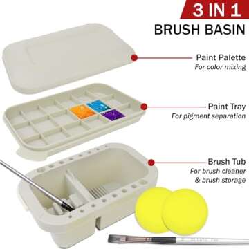 DUGATO Paint Brush Cleaner Washer, Multifunction Painting Brush Basin Holder and Organizer with Tray...
