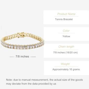 SUTTONRAL 14K Gold Tennis Bracelet with Oval Moissanite - Quality Gift for Women