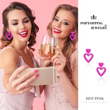 Chic PopTopping Double Hearts Drop Earrings for Women